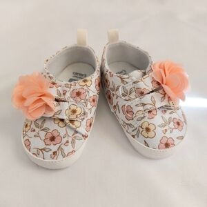 Carter's Child of Mine Baby Girl Pink Floral Sneaker - Size 3-6M (Size 2)